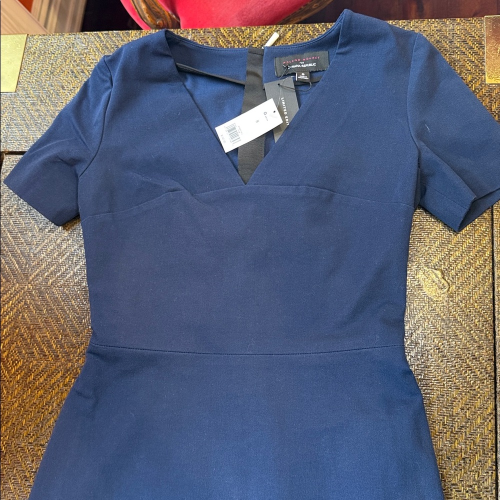 Roland Mouret for Banana Republic Elegant Navy Blue cotton stretch Dress -NWT - Picture 9 of 9